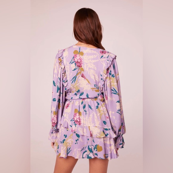 Free People - Band Of The Free Anika Lavender Floral Ruffle Blouse - Picture 4 of 10